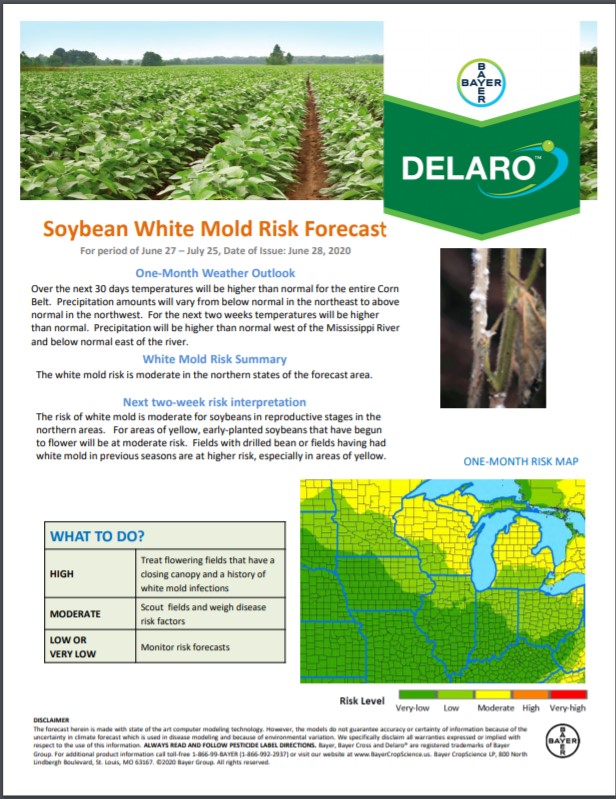 6/28 North Soybean Disease Risk Map